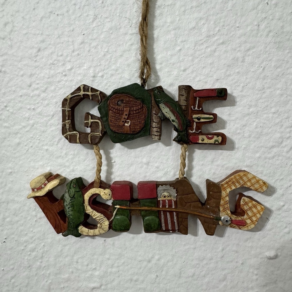 Gone Fishing Resin‎ Christmas Holiday Ornament Fisherman Gift Outdoor Lake River